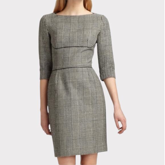 STELLA MCCARTNEY Black & White Houndstooth Sheath Dress 3/4 Sleeve Size 36 XS - Picture 1 of 7